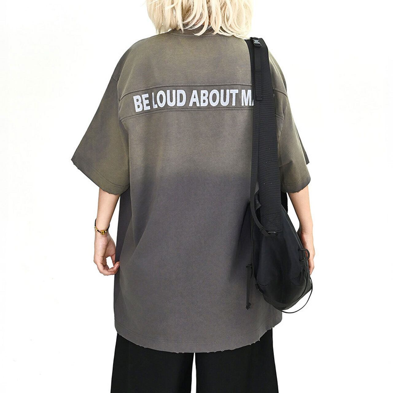 フェードカラーバックレタリングルーズフォルムTシャツ 2col R02394