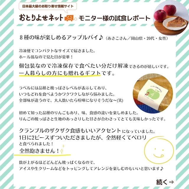 店長イチオシ！食べ比べが楽しいアップルパイ「すっぱさレベル」でりんごの違いを味わうカット済み８ピース【冷凍配送】誕生日／内祝／ギフト