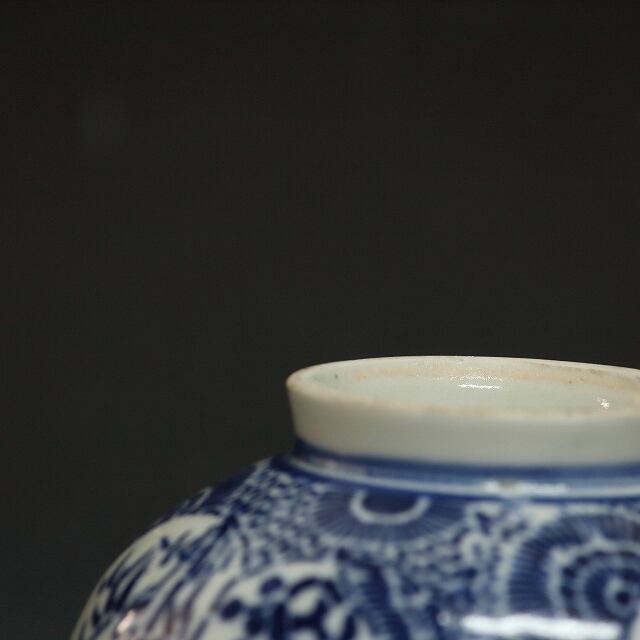 印判手 月竹籬菊文 蓋茶碗 1客 明治期 1900年頃 見立て蓋碗にも