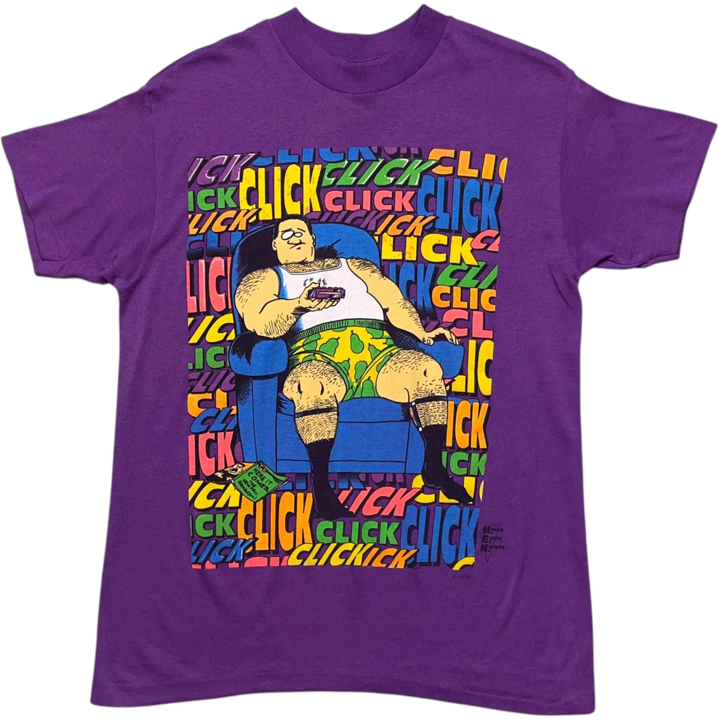 《M》SSI Tシャツ パープル おじさんプリント シングルステッチ USA製 no.6757