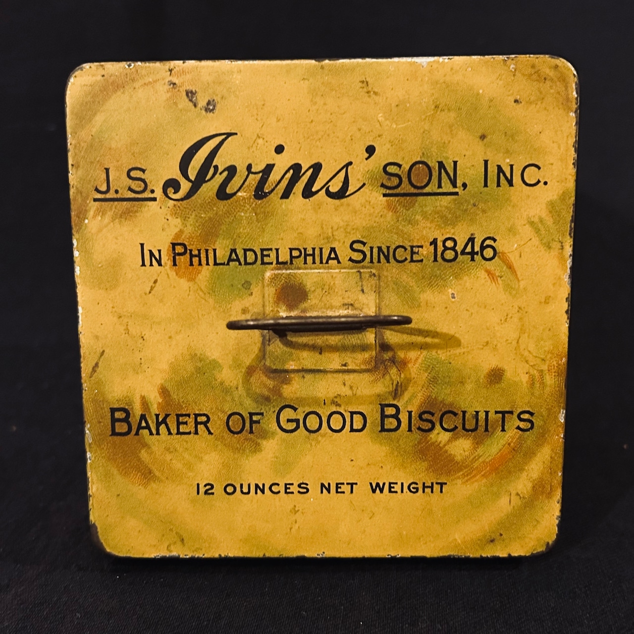 1920s アイヴィンズ ソルティン クラッカー ヴィンテージ ティン缶 IVINS “SALTINES” Cracker Tin T-684