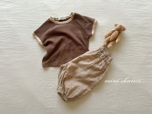 【churros】ワッフルポケットTシャツ 80〜120cm モカ 230515