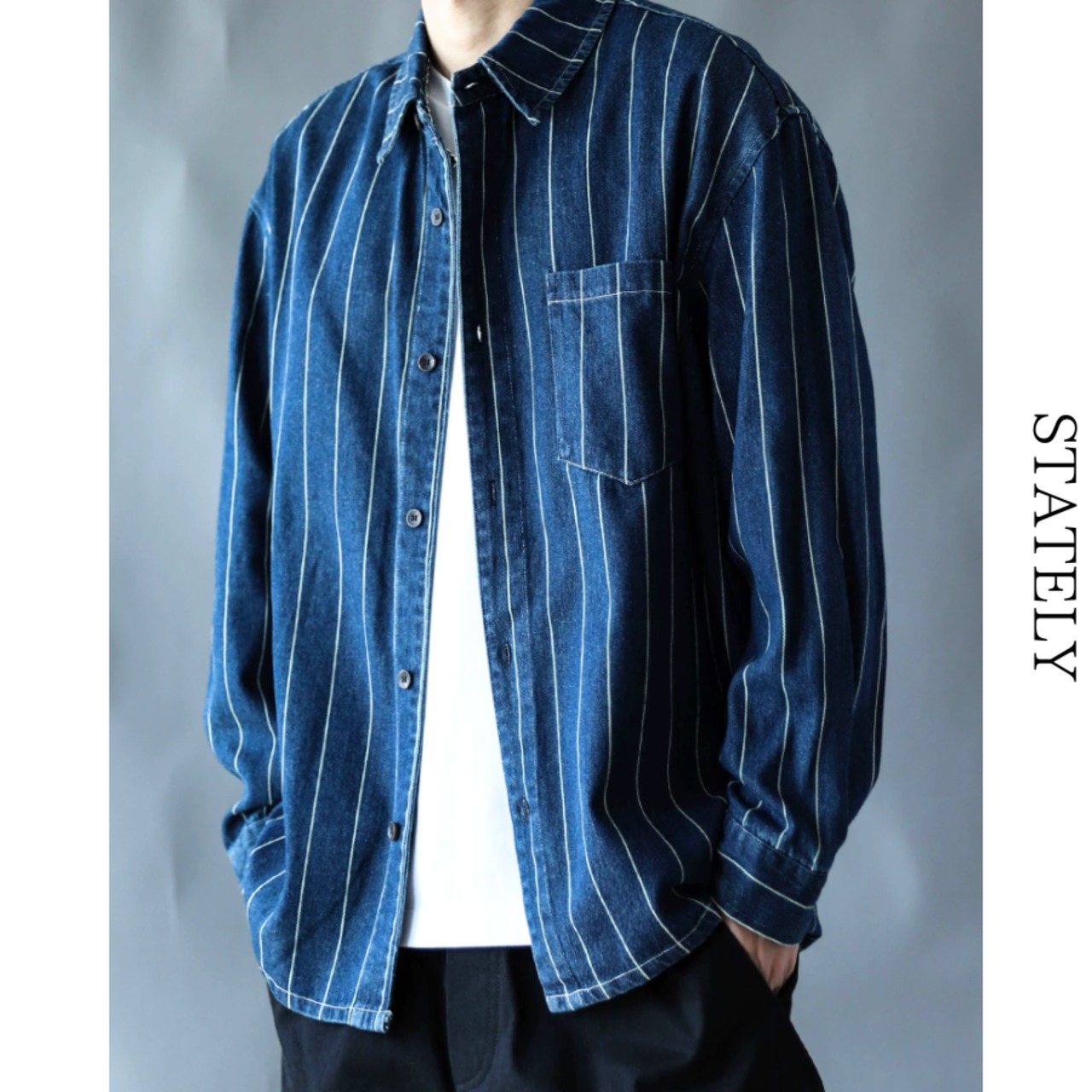 Vintage Stripe デニムシャツ_T42・画像2