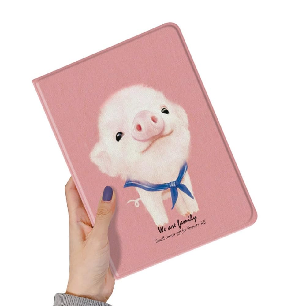 Disonbeir 対応 2024 iPad mini(A17 Pro) iPad mini 第6世代 ケース 可愛い 動物 ラッコ クマ ウサギ ネコ 柄 イラスト iPad Mini6 mini7用 カバー 印刷 プリント ブック式 手帳型 柄物 オリジナル,子豚