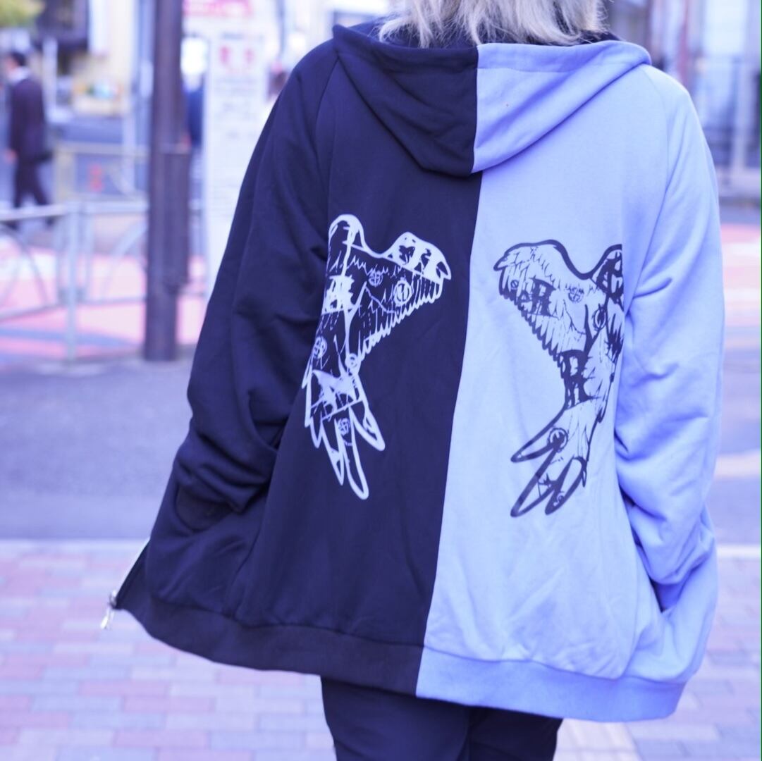 NieR two-tone ZIP PARKA【FACE ANGRY】