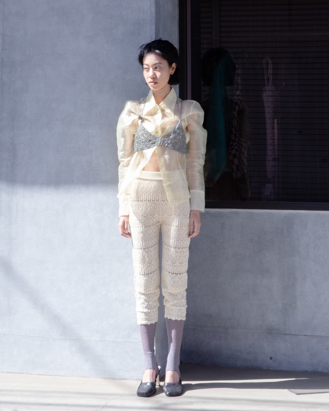 OPEN SESAME CLUB - openwork leggings " Ivory"