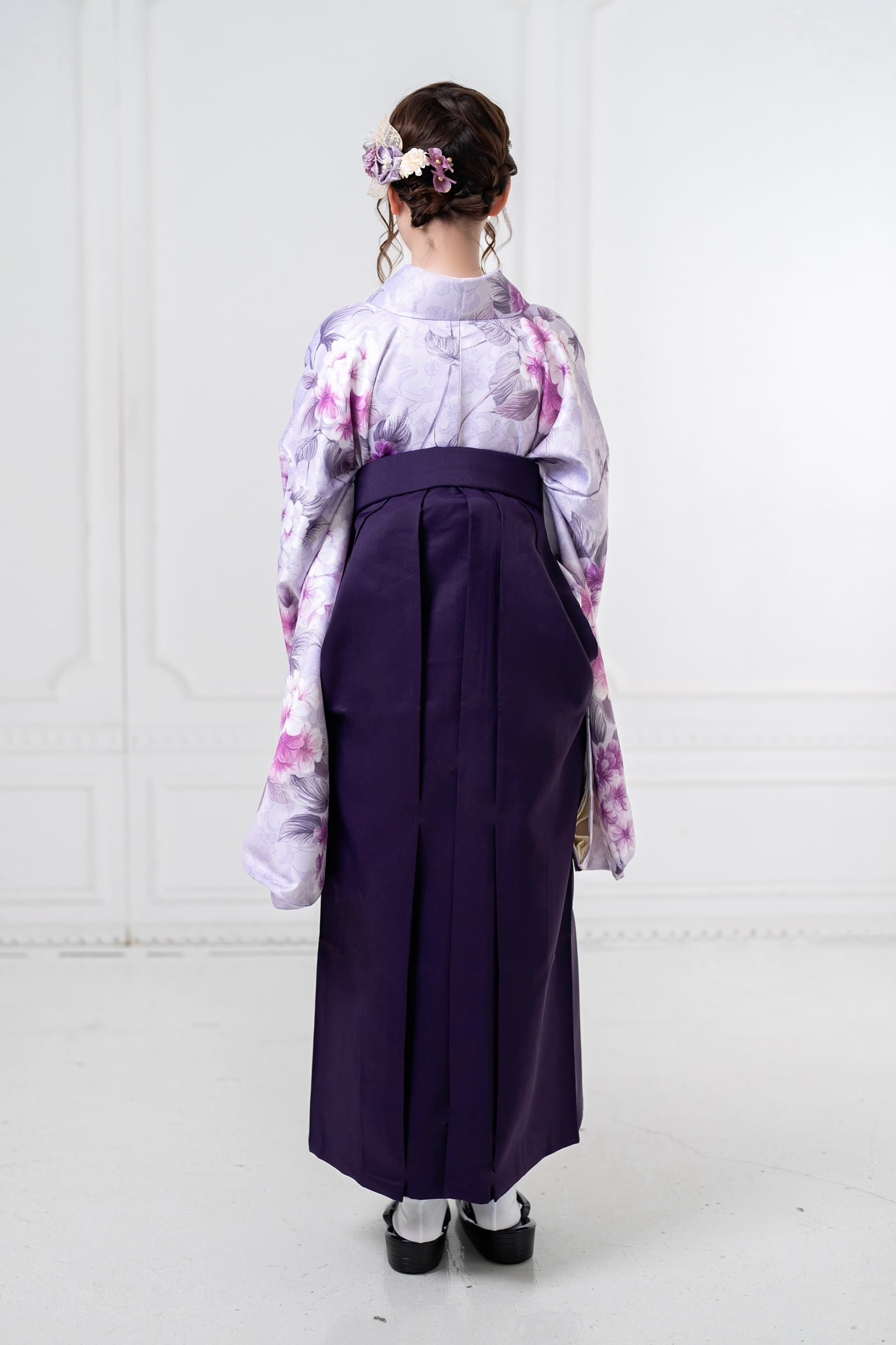 着物　袴　半幅帯　3点セット　卒業式　大学　紫　絞り Kimono Sienne 卒業式袴3点セット 二尺袖着物 袴 紫 ラベンダー