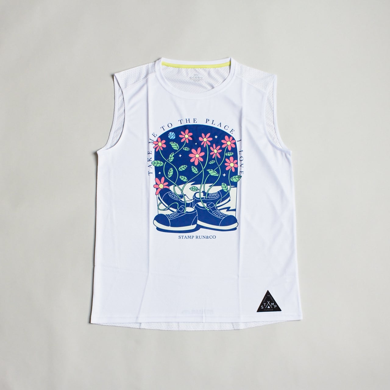 STAMP RUN&CO(スタンプランアンドコー) STAMP GRAPHIC TANK (TAKE ME TO THE PLACE) メンズレディーススリーブレス