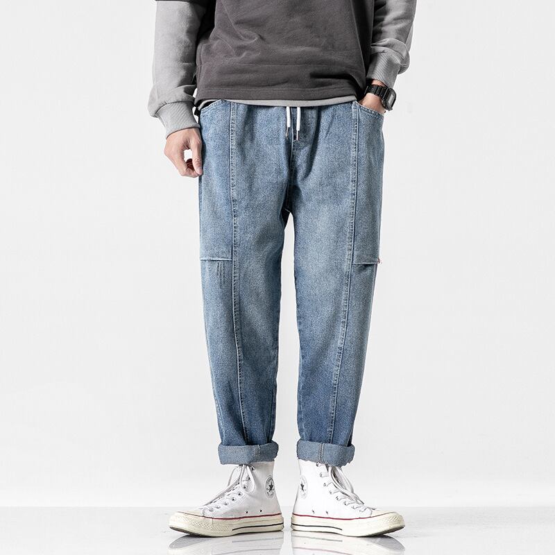 Yidaoヴィンテージ秋の服新しいese無地カジュアル3次元カットオーバーオールジーンズ男の子オールマッチストレートレッグパンツ-アリババ オータム 秋物 ソリッドカラー ビンテージ hip6-161110286674057