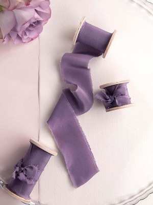 Amethyst   Silk  Ribbon（手染め手裂きタイプ）　■木製スプール付　アメジスト