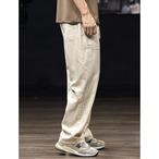 Linen Wide Pants with Elastic Waist ◇2color H0342