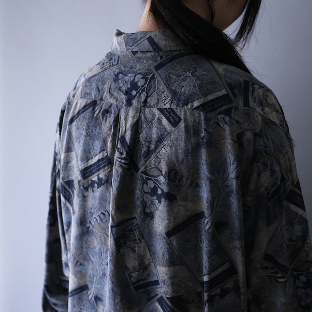 dark flower art pattern over silhouette shirt