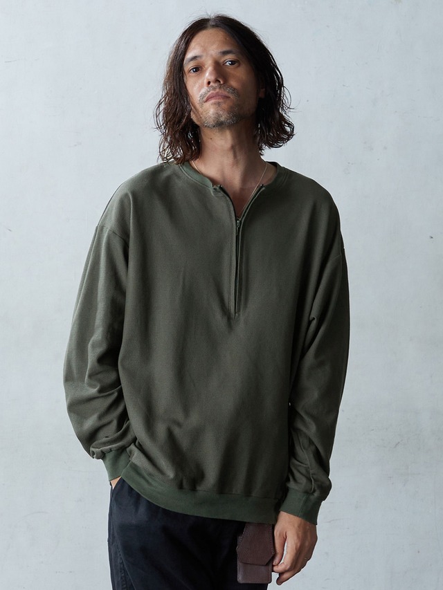 EGO TRIPPING (エゴトリッピング) HONEYCOMB ZIP-TEE ハニカム ジップTEE / OLIVE DRAB 666202-64