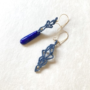 ラピスラズリ macrame earrings