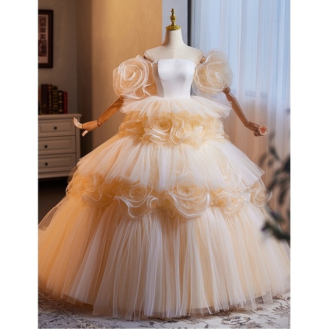 フラワーチュールチュチュスカートドレス　D0445