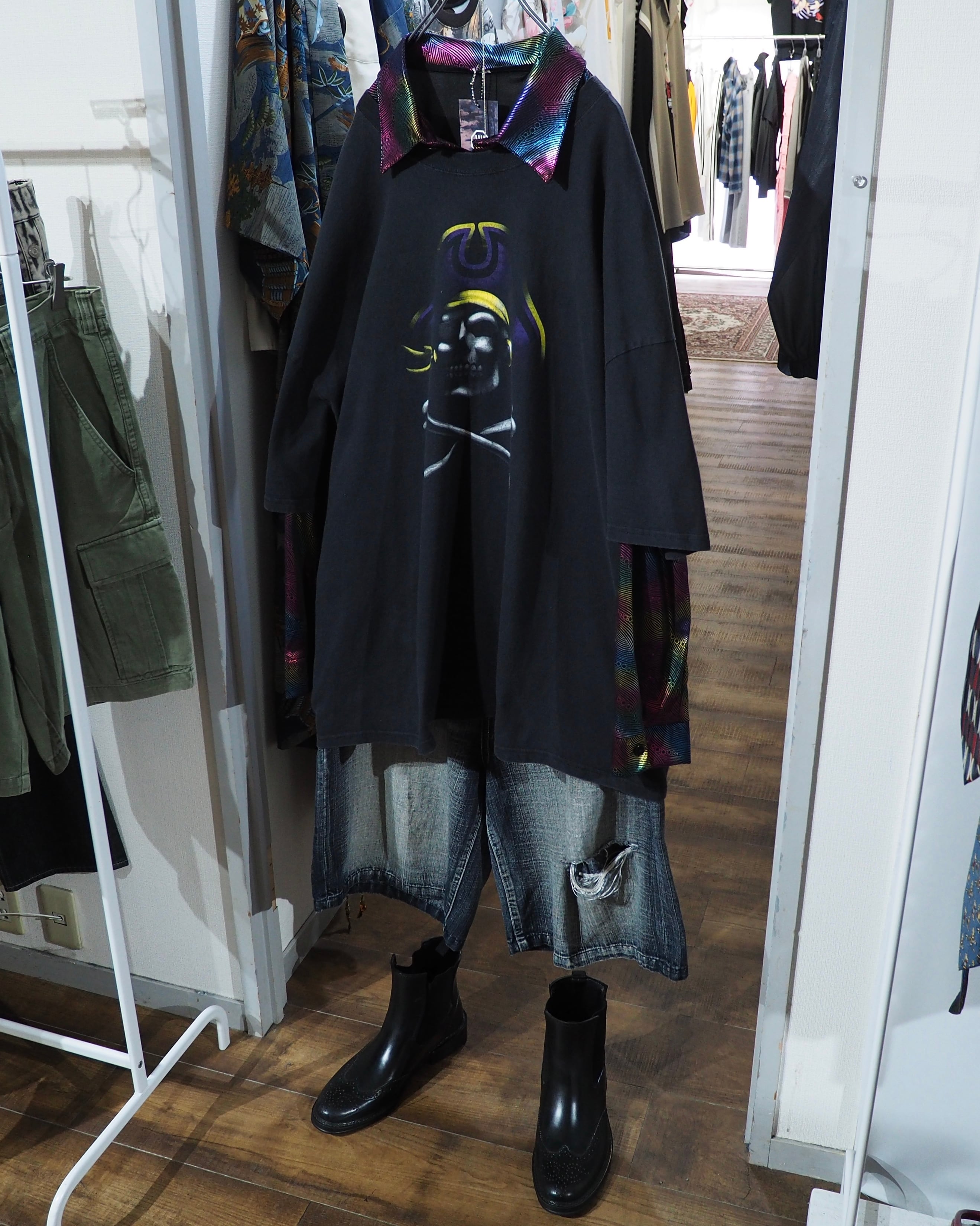 Bewitching Beautiful Purple Aurora pattern vintage Drape loose shirt
