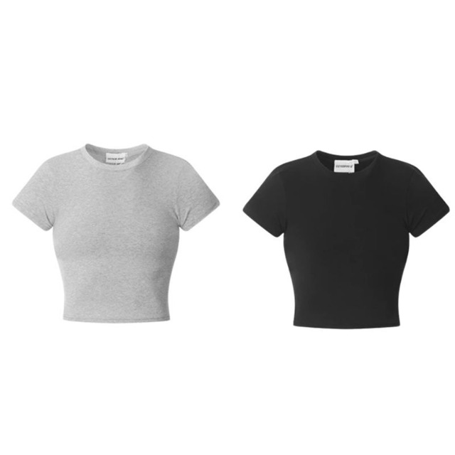 basic cropped short-sleeve tee　ベーシッククロップド半袖ティー　J2073