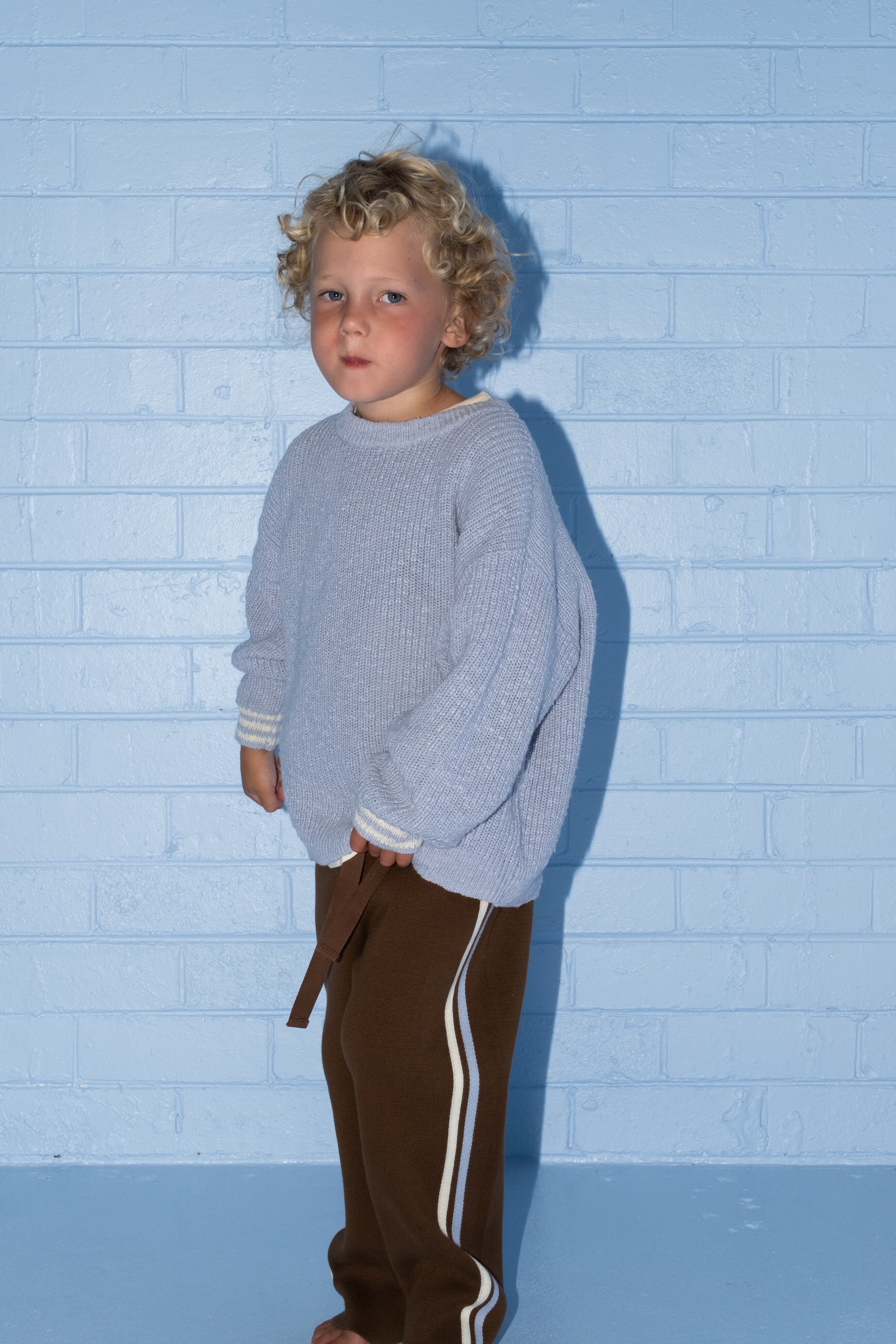 【即納/送料無料】Grown / Organic Striped Milano Knit Pants - Espresso