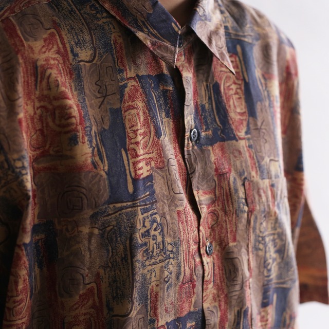 art graphic pattern h/s silk shirt