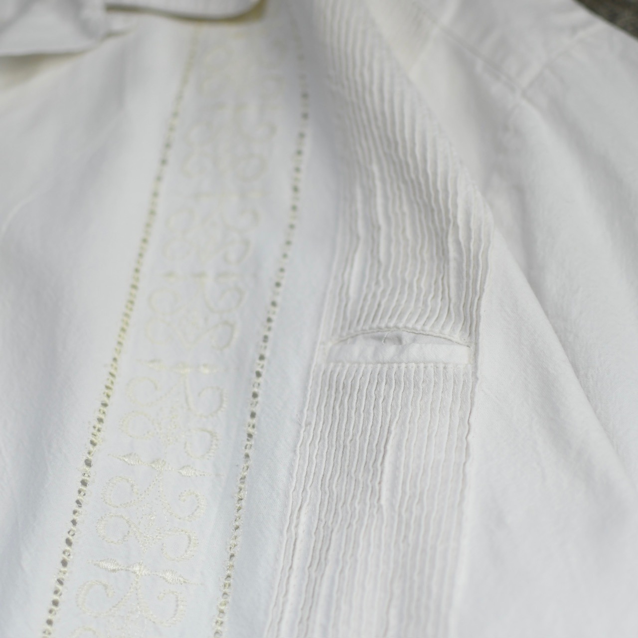 ~80's 3pocket cuba shirt white