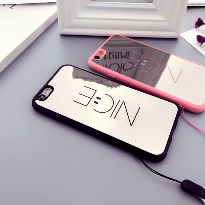 iPhone 8/ 7 ミラー スマイルケース  ブラック ニコちゃん