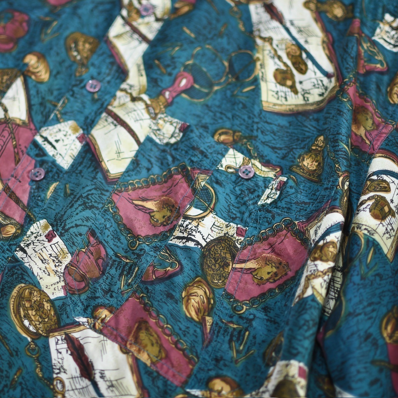 antique motif pattern silk shirt