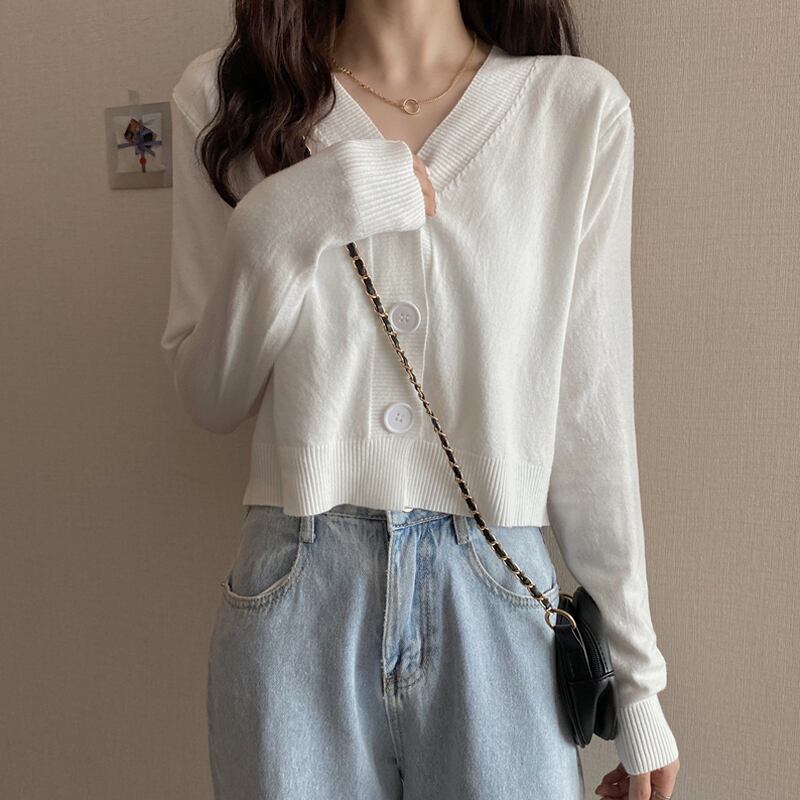 カーディガンセーター コート ショートトップス 薄手Vネックレディース ロング ウィンター 冬物 試着室54417799809