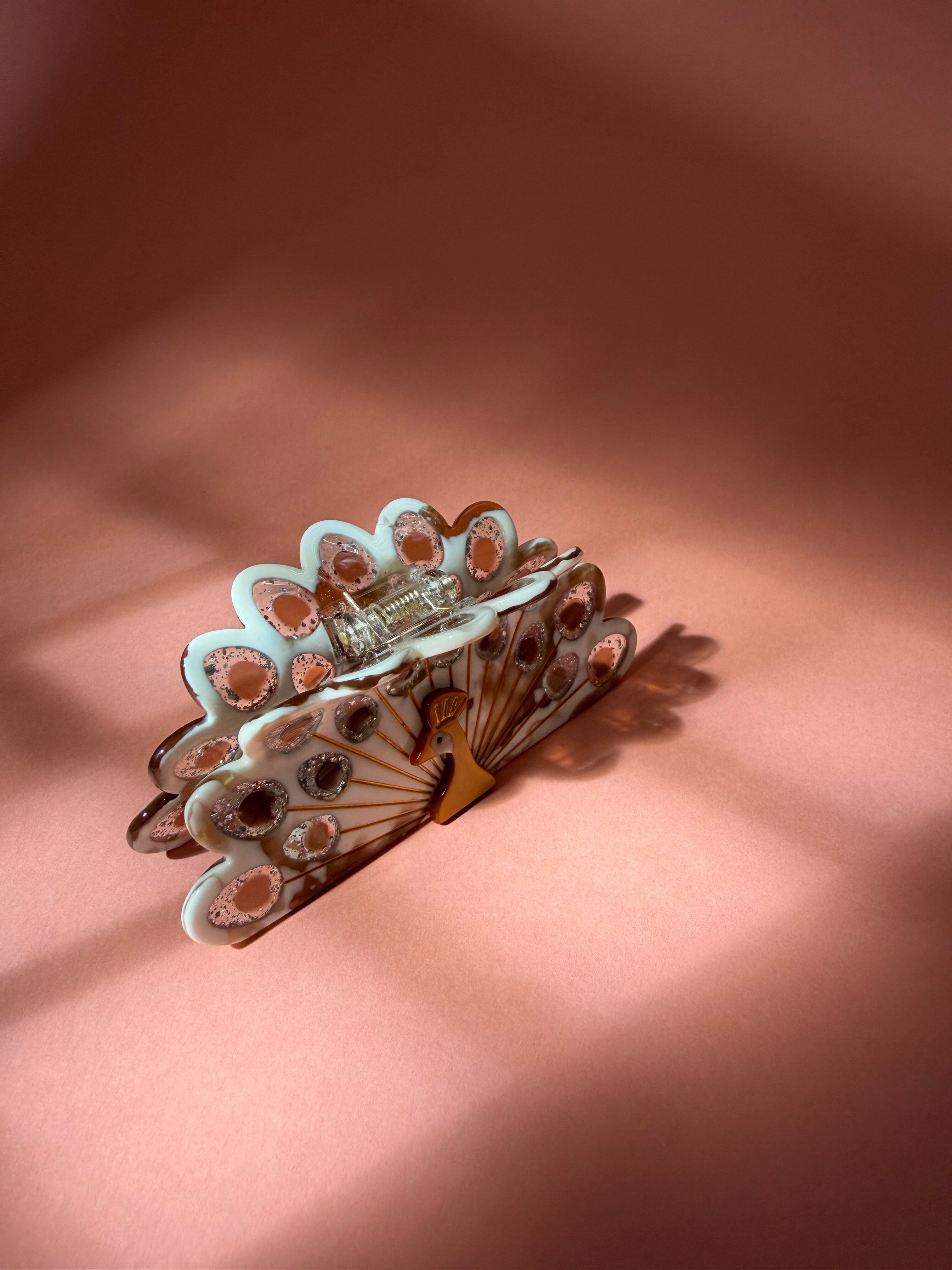 Royal peacock collection 第一弾【Smoky Quartz】孔雀のヘアクリップ