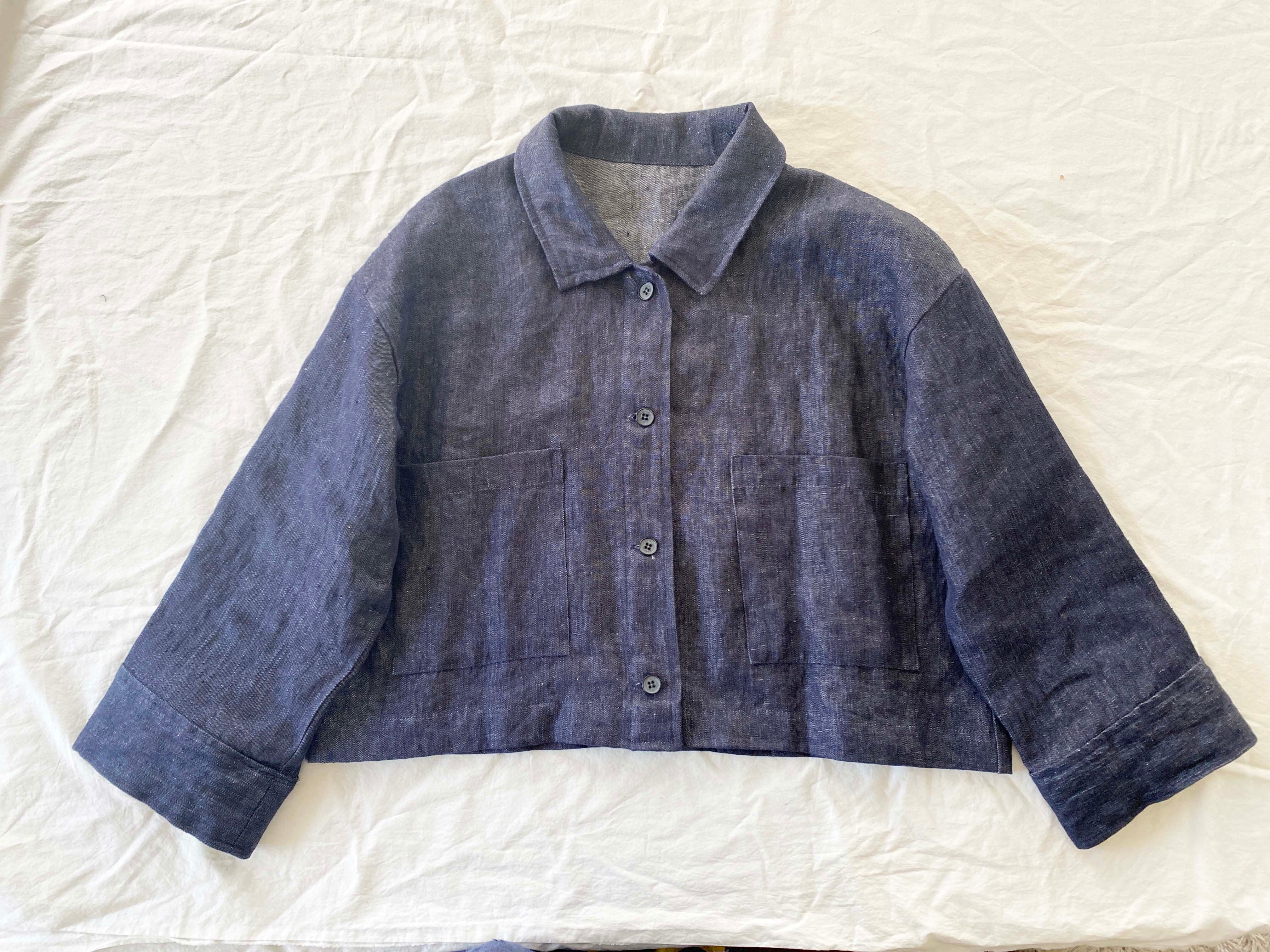 【タグ付未使用】 MI ギエモン オカモト商店 ショート ジャケット 麻 リネンショートジャケット | motomi.m online store