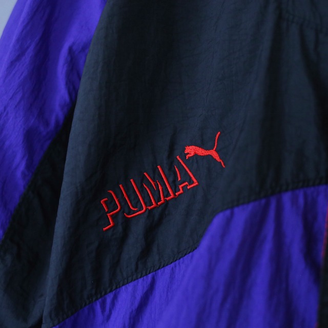 "PUMA" good coloring and gimmick design over silhouette nylon blouson