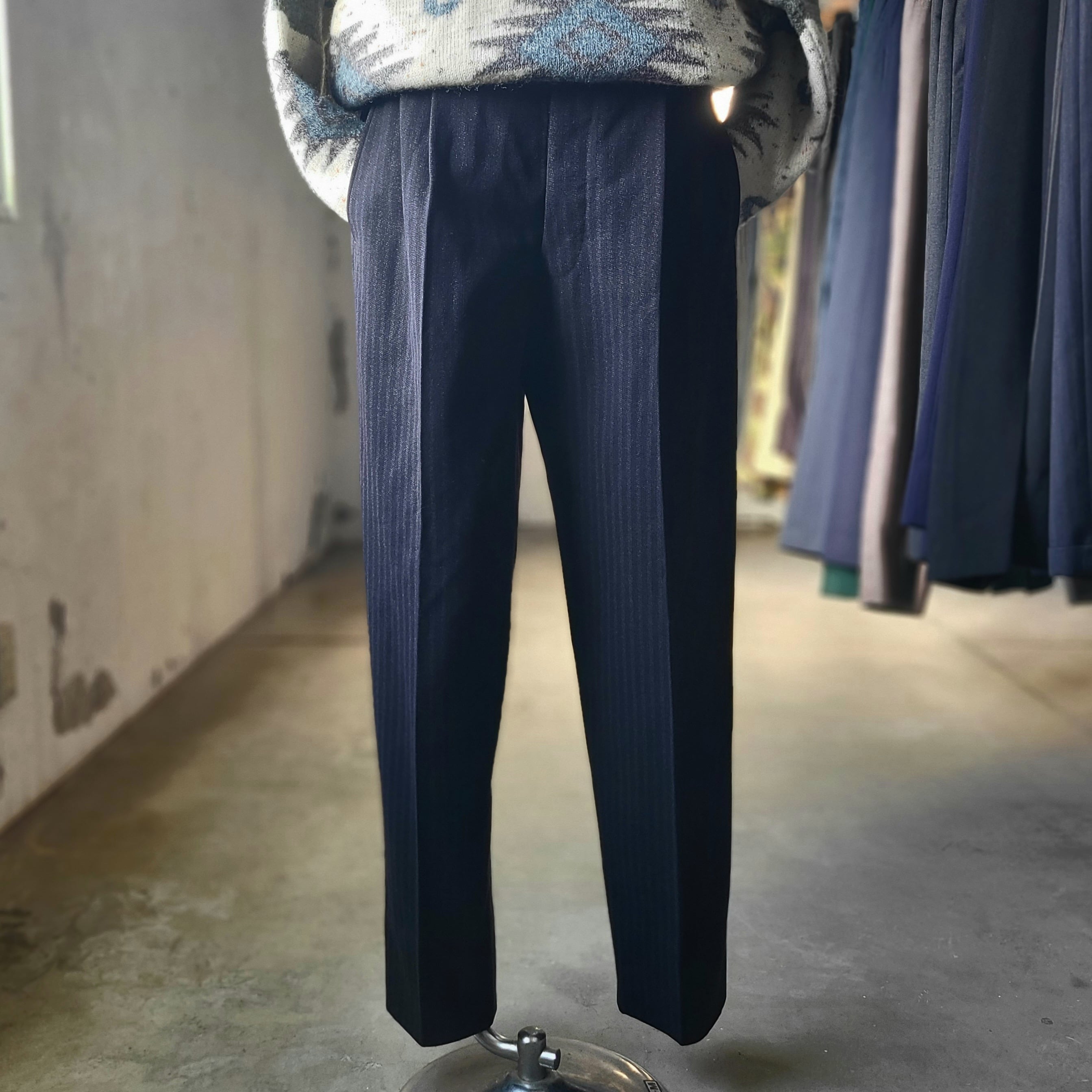 vintage イタリア製ウールストライプトラウザーズ | Bartage