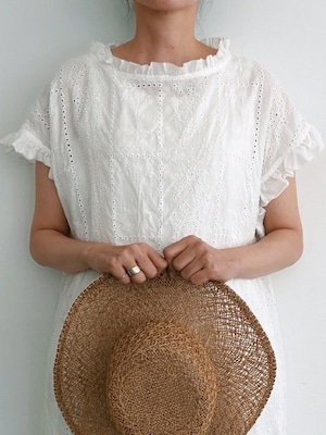 qiri / grow' embroidery frill one-piece