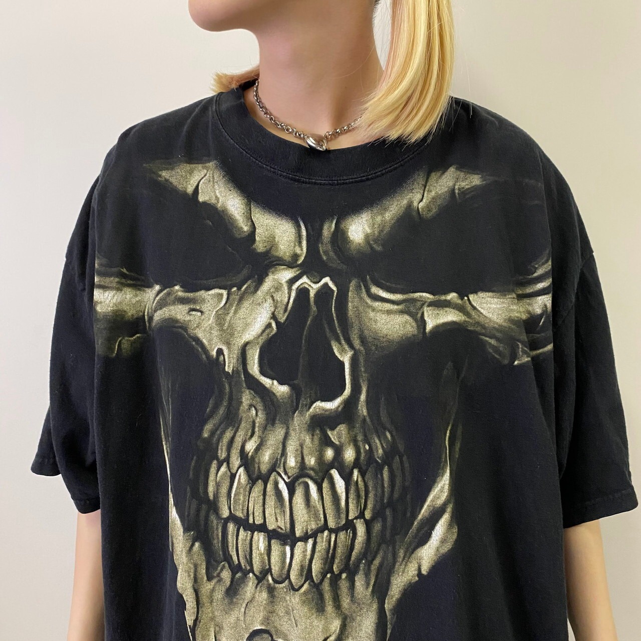 ビッグサイズ YAZBEK ビッグプリント スカル Tシャツ メンズ2XL 古着 