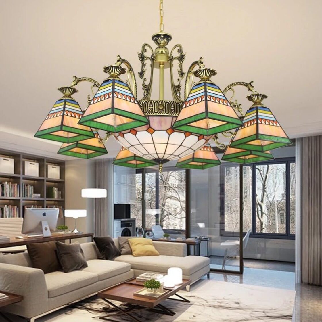 ステンドグラス ペンダントライト豪華天井照明ステンドグラスランプ  