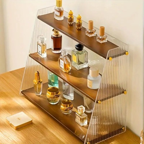 装飾棚 ラック フィギュア  ドレッサー 木製 ゴールド メイクアップオーガナイザー 香水 アクセサリー おしゃれ 北欧 シンプル  ナチュラル リビングルーム 寝室 ギフト オフィス