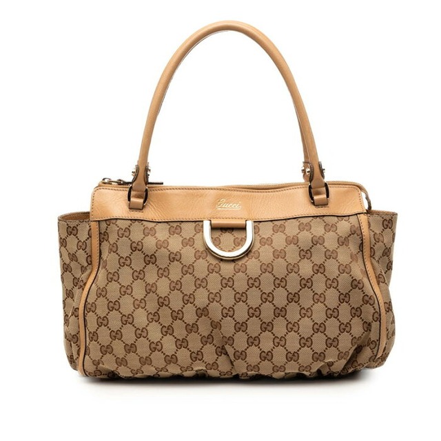 グッチ GGキャンバス トートバッグ ハンドバッグ ショルダーバッグ 189831 ブラウン キャンバス レザー レディース GUCCI 【中古】