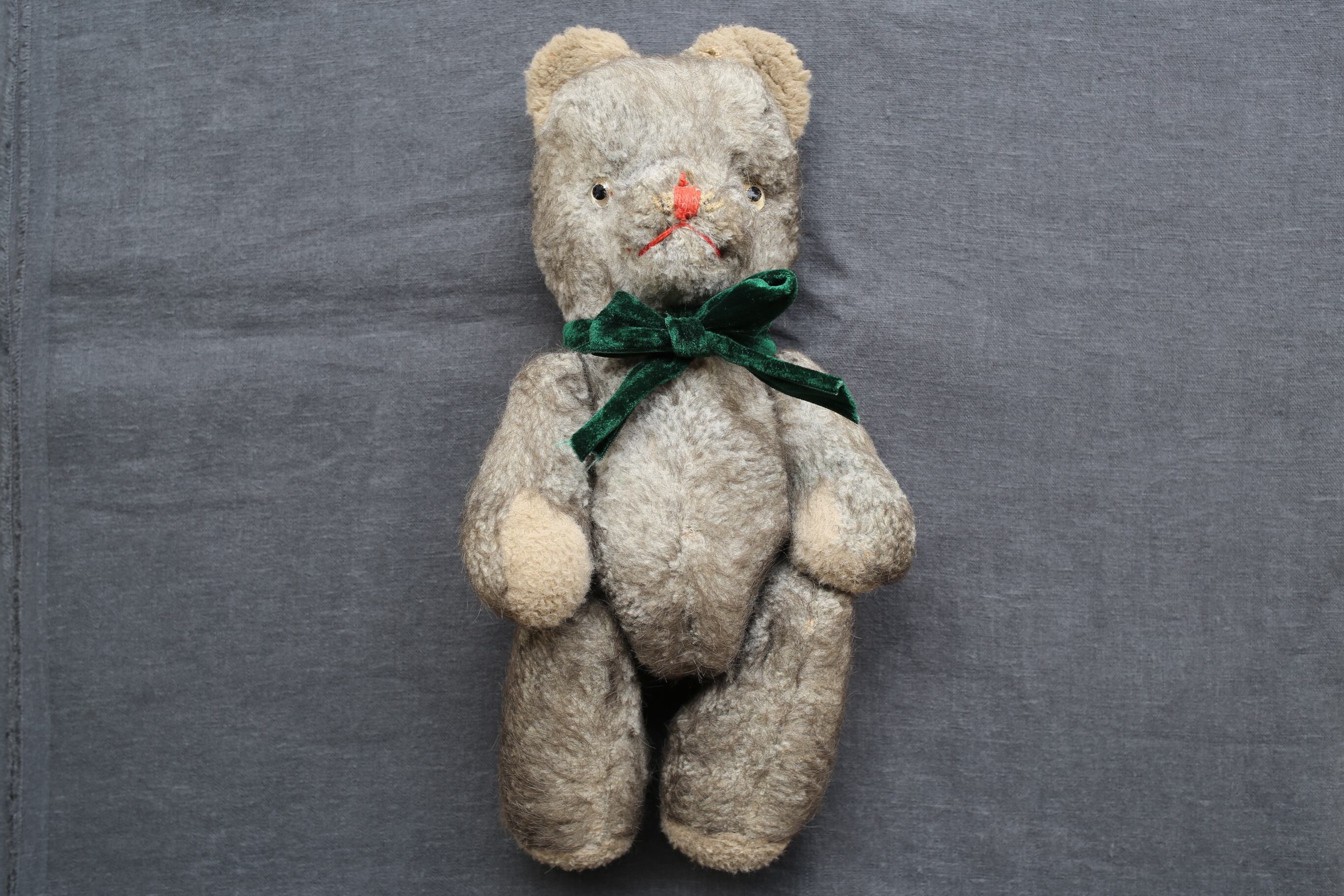フランス アンティーク ヴィンテージ テディベア グレー N-02476