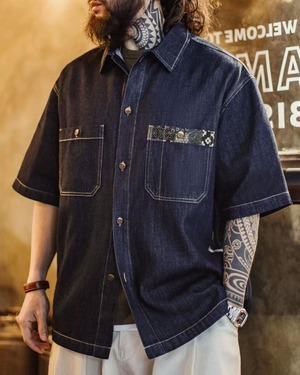 Vintage Style Boro Denim Shirt Jacket  K0329