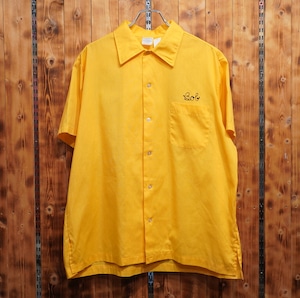 70s USA製 hilton ボウリングシャツ XL/ヒルトン 黄色 イエロー
