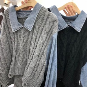 ニットベスト重ね着風シャツ　AJ11009-2620