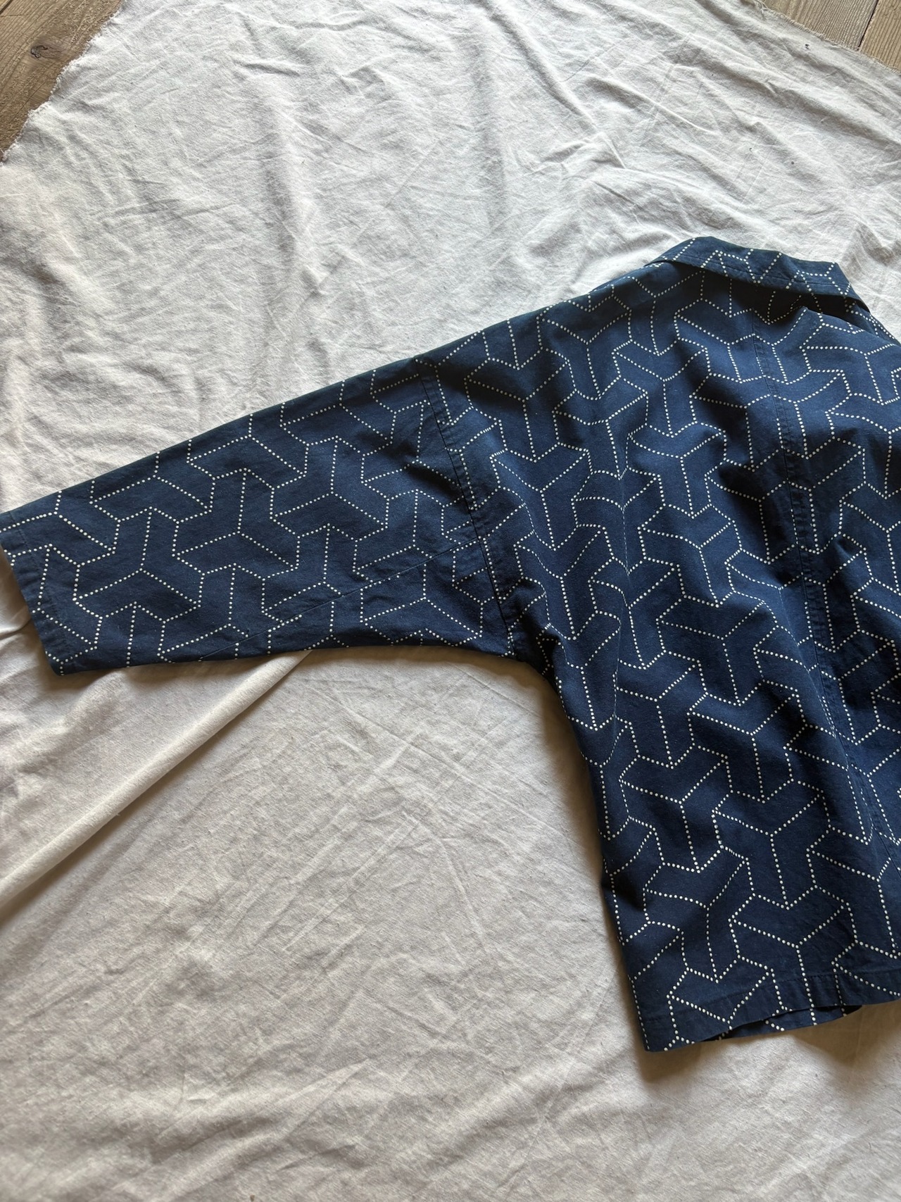 ”Sashiko" Patterned Dolman Sleeve Jacket