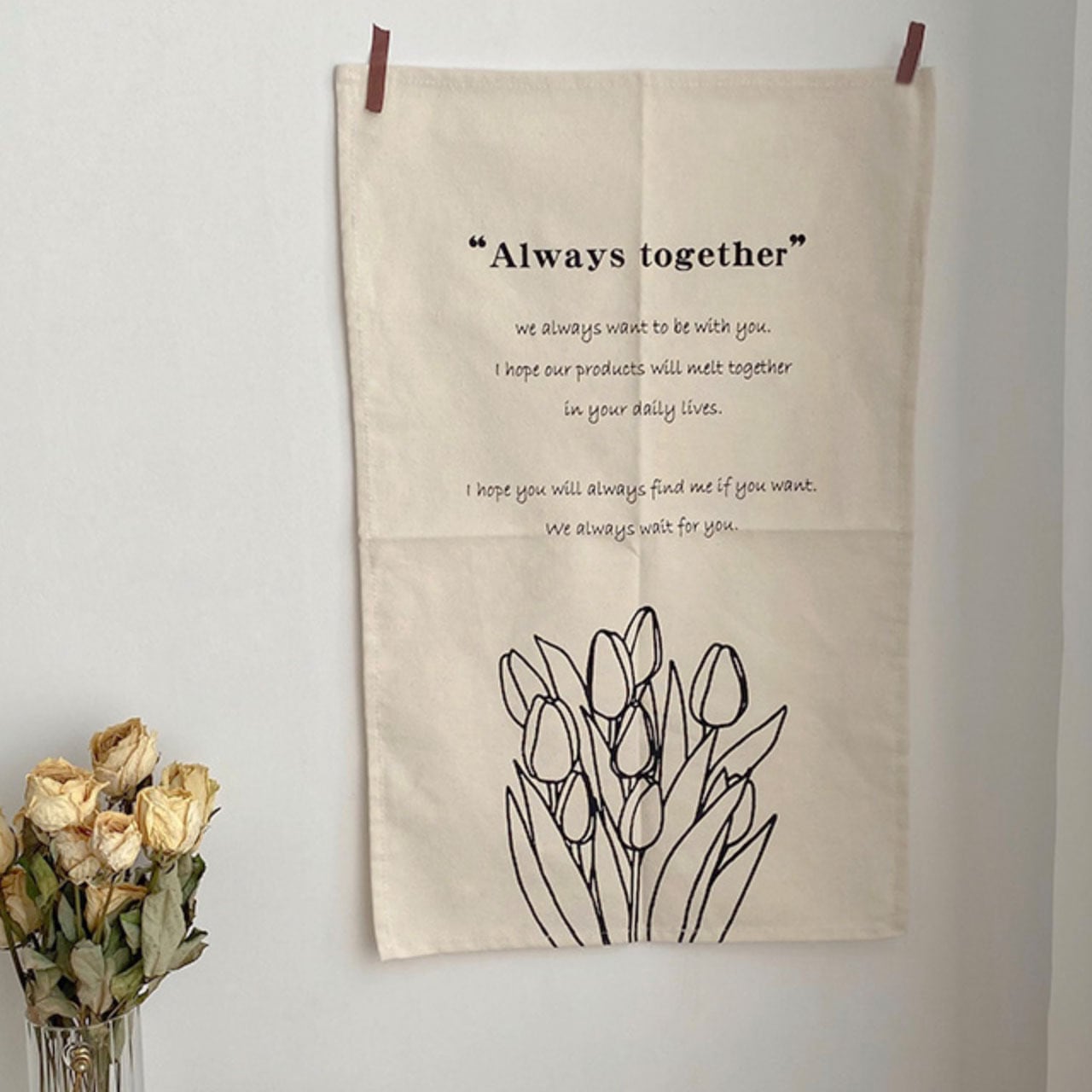 韓国っぽ インテリアに タペストリー 壁掛け イラスト チューリップ 布製 小物 可愛い 雑貨 おしゃカワ Lamitte Deco トレンド 韓国ファッション ショップ Base店