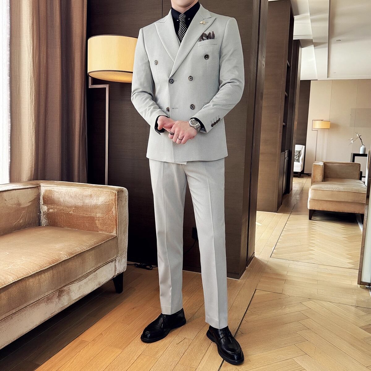 ダブルブレストスリムフィットスーツ 3color SU0253 | R-Base