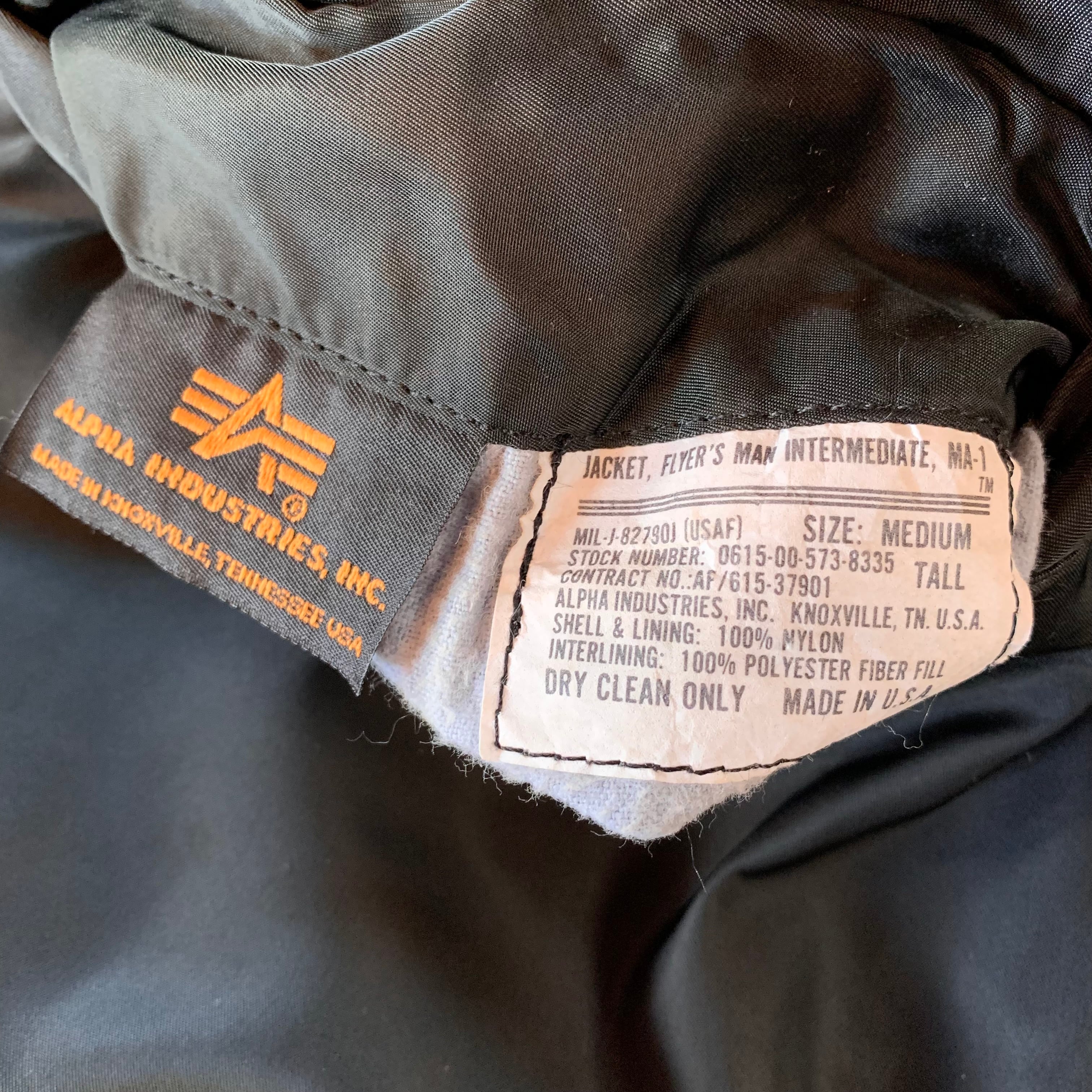 希少90's ALPHA MA-1 MEDIUM TALL | kenzai.depot