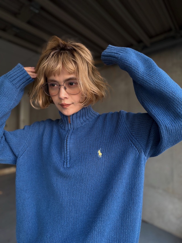 （KN595）Polo Ralph Lauren half zip cotton knit sweater