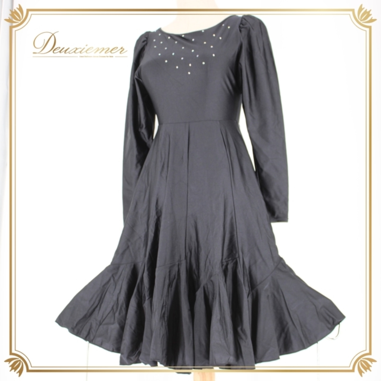 社交ダンス 衣装 スタンダード ラテン ドレス ワンピース レッスンウェア パーティドレス Natarsia Chacott チャコット 黒 長袖 ブラック系 モノトーン ダンスウェア 光る ドレッシー おしゃれ スパンコール デザイン エレガント フィット感 伸縮性 フォーマル パーティー用 特別な日 ディスコ ダンスパフォーマンス 上品 体型カバー シンプル 仕立て良い