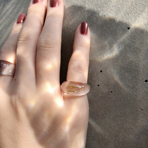 RING || MINI ROUND SHAPED CLEAR RING WITH LINES || 1 RING || GOLD || FBF901