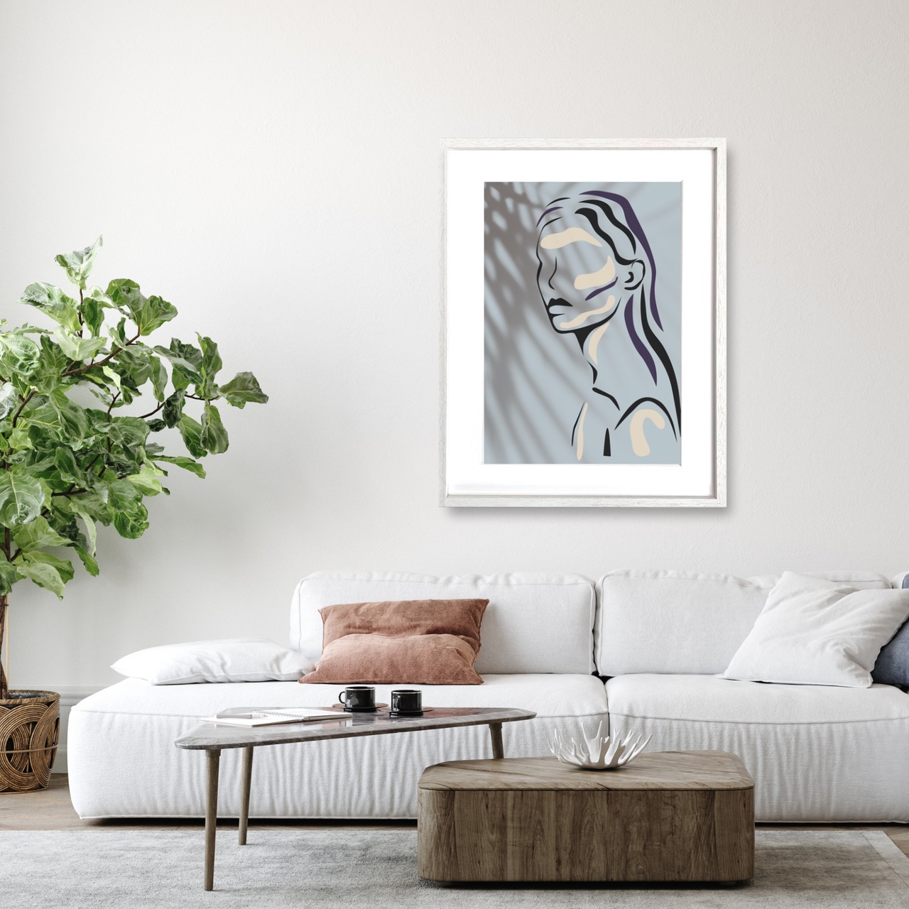 Komorebi and Me｜光と影で女性を描く静謐なミニマルアートポスター｜大人の空間を上質に彩る洗練デザイン｜A4ポスター