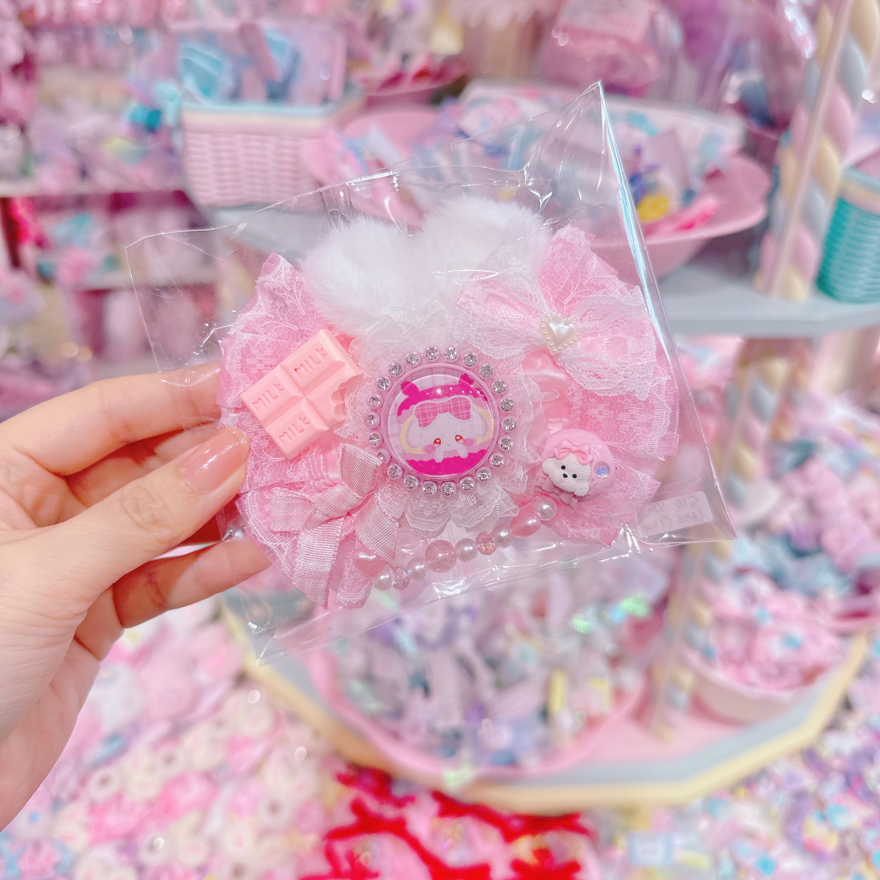 【C10】72-7ふりふりりぼんヘアクリップ