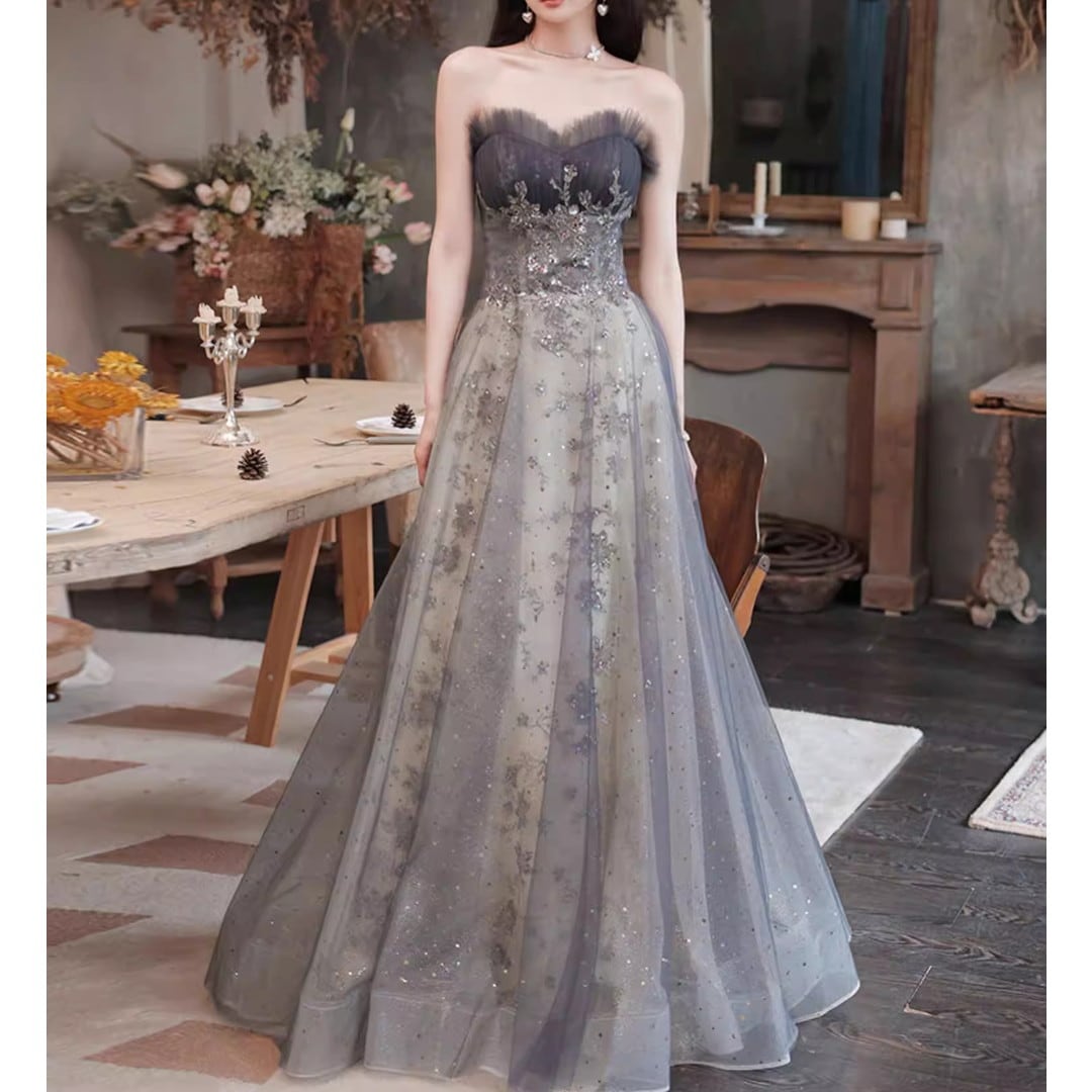 Tube Top A-Line Maxi Dress V3315